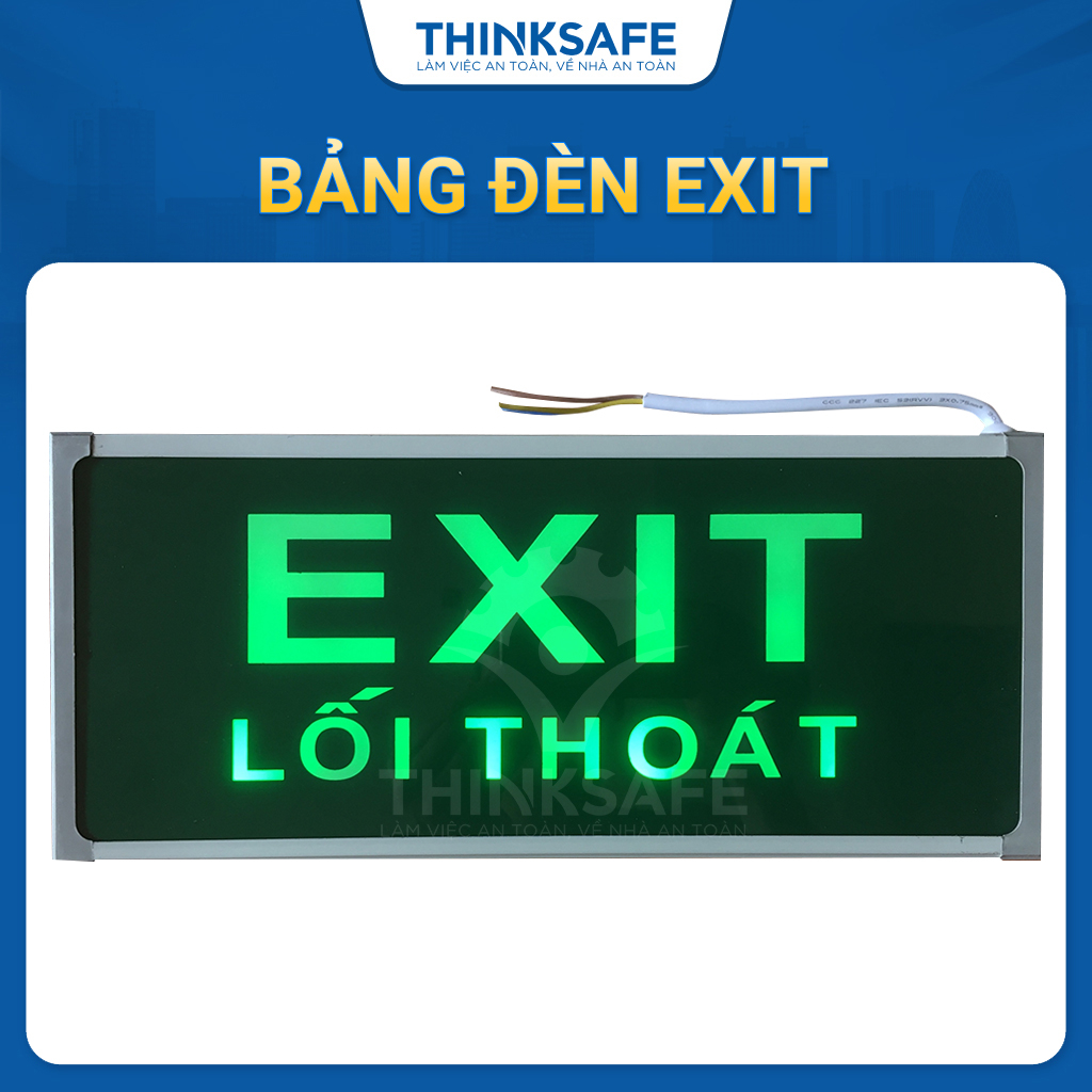 Bảng đèn exit lối thoát 2 mặt báo hiệu pccc đèn hướng dẫn lối thoát cầu hàng tòa nhà - thinksafe