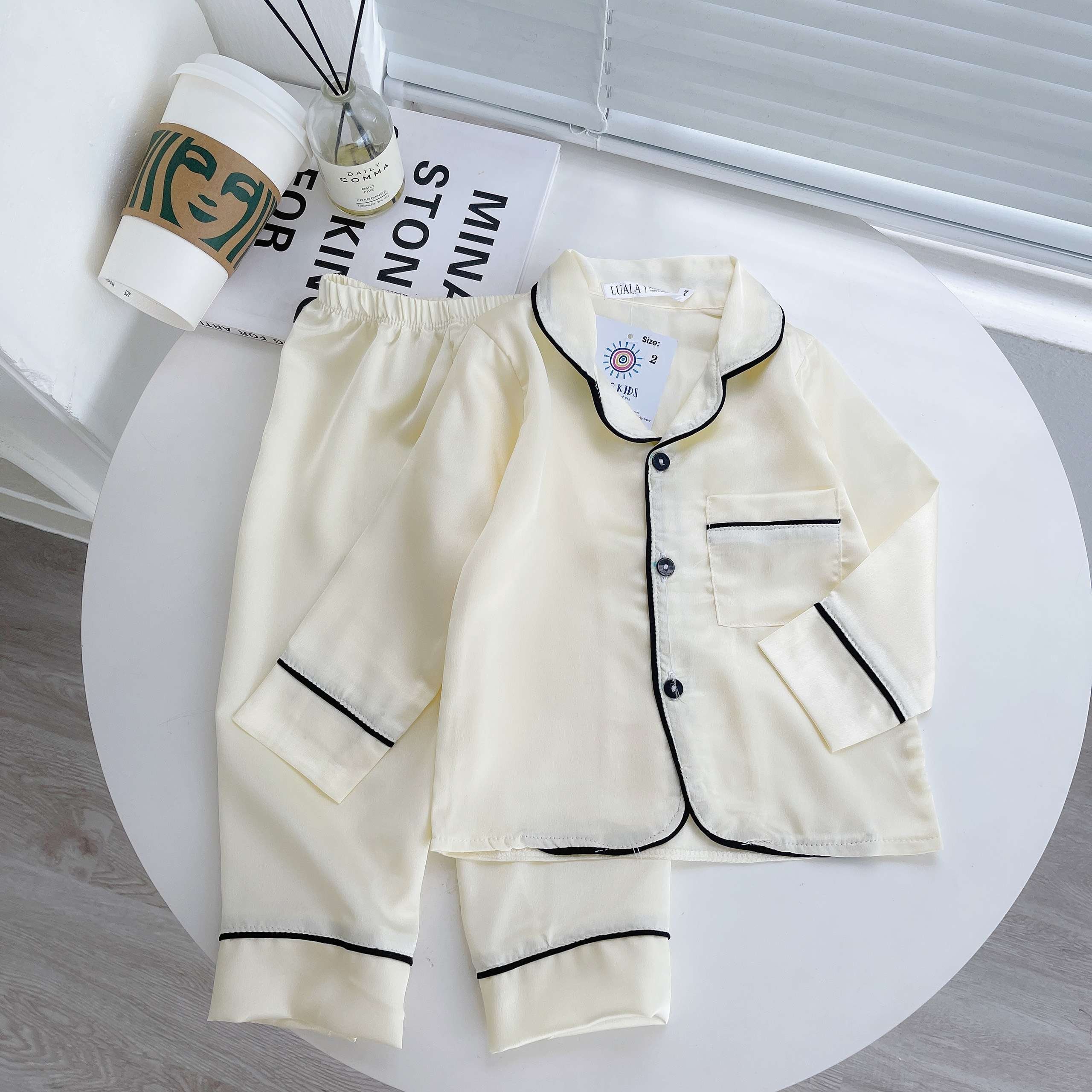 Bộ Pizama Lụa Trơn Dài BECOOL, Bộ Pizama Lụa Trơn Dài Cho Bé Từ 8 - 27kg