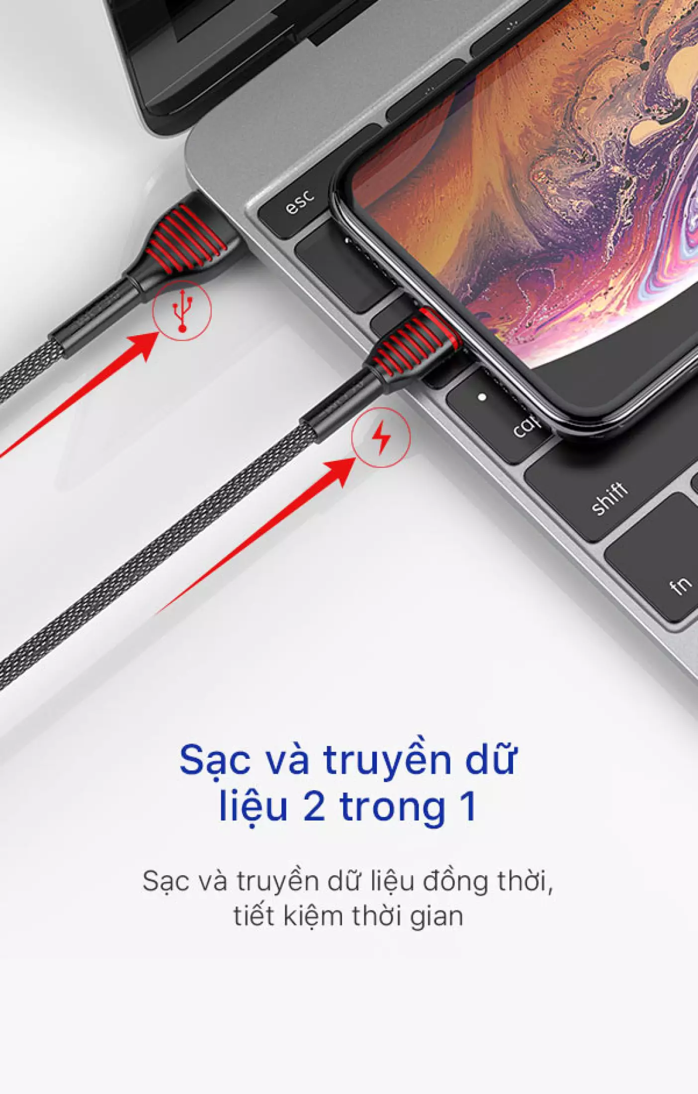 ACOME ASM/C/L010 Cáp Sạc Micro Type-c Lightning Sạc Nhanh 2.4A dài 1 Mét Tương Thích Với Các Dòng Android Samsung Xiaomi Oppo - Hàng Chính Hãng