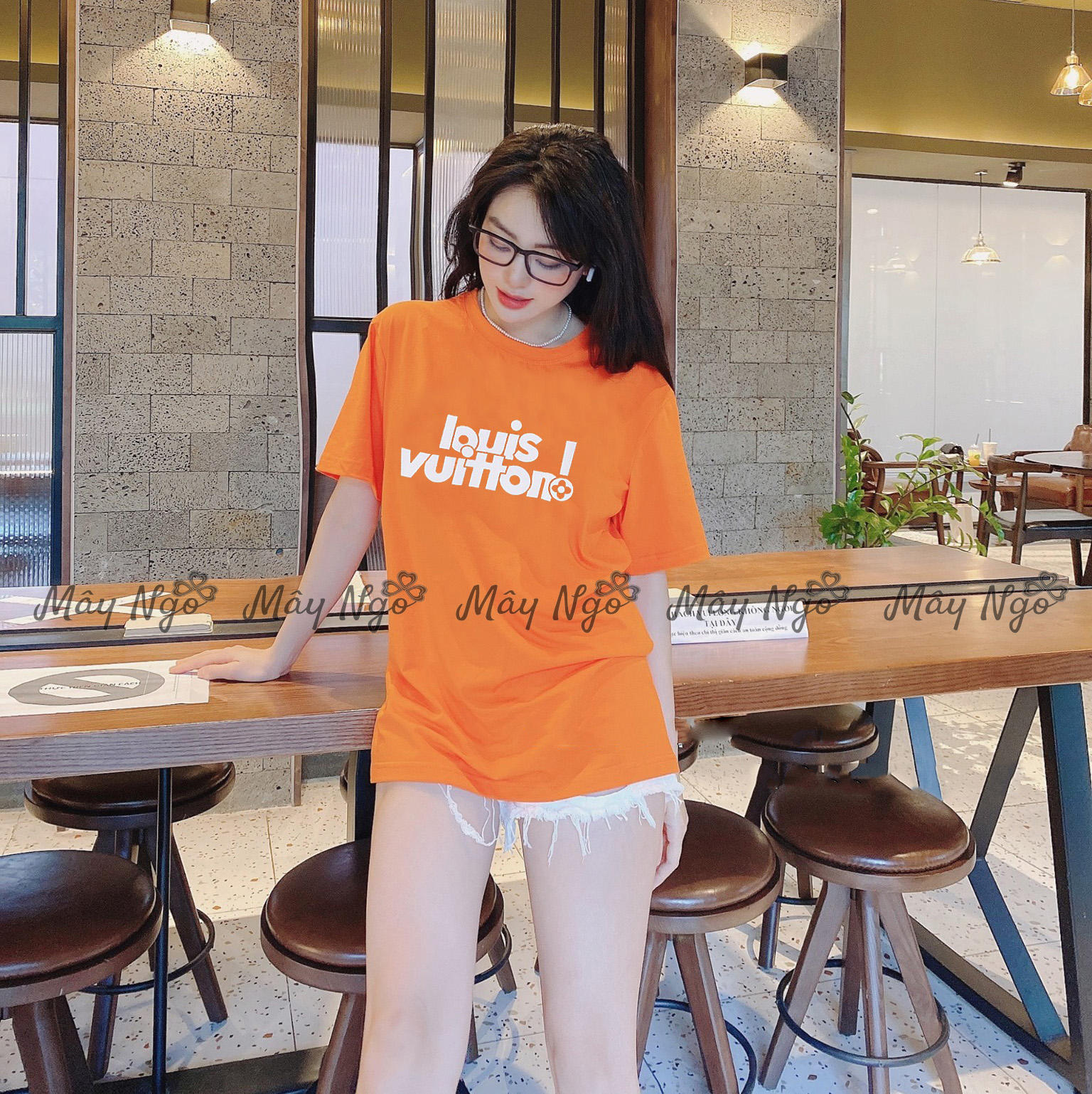 Áo thun thái in chữ form rộng thun mịn mát