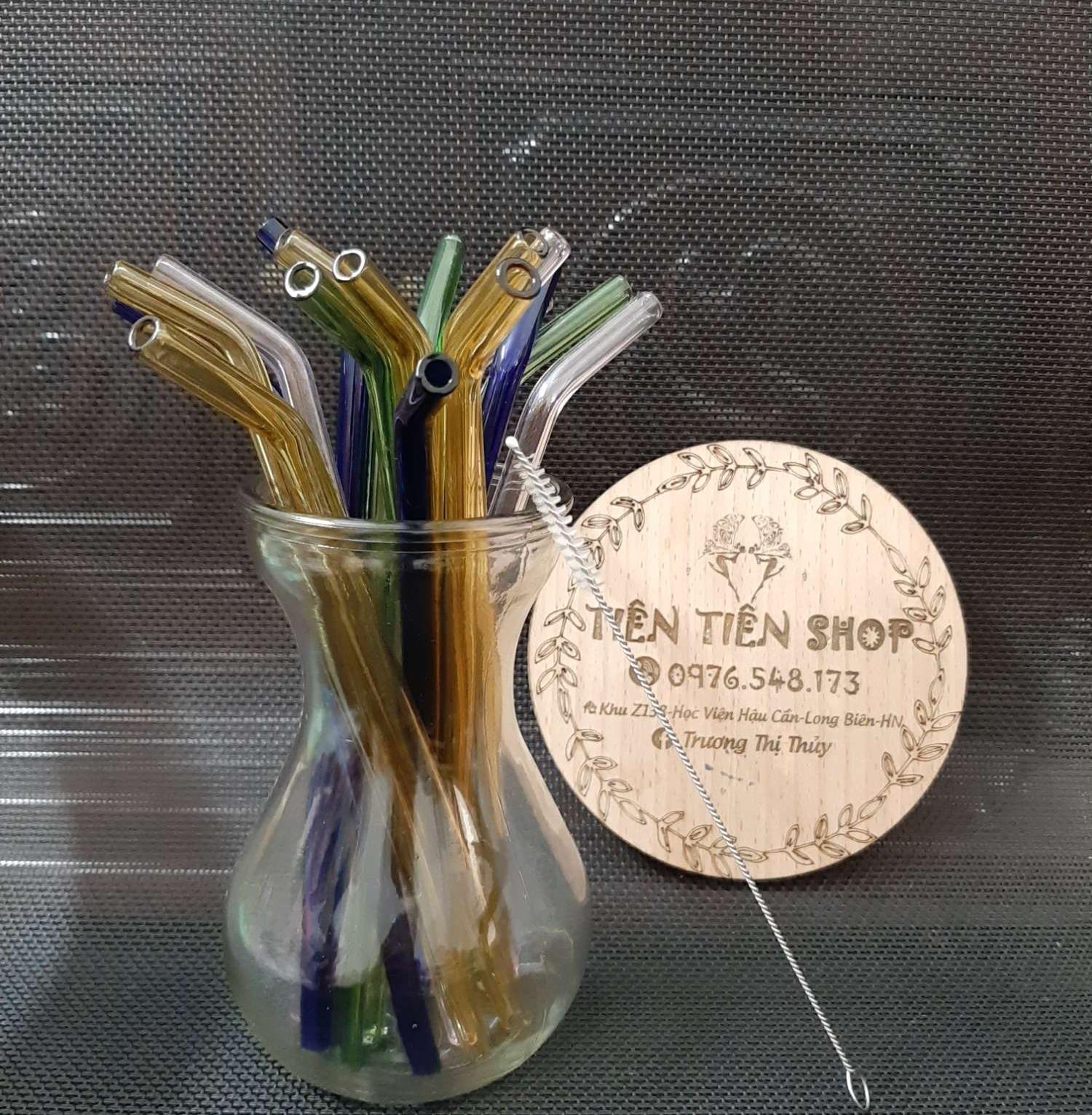 5 Ống hút thủy tinh 20cm đủ màu