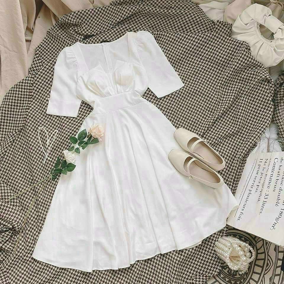 Đầm cổ xếp 3 màu