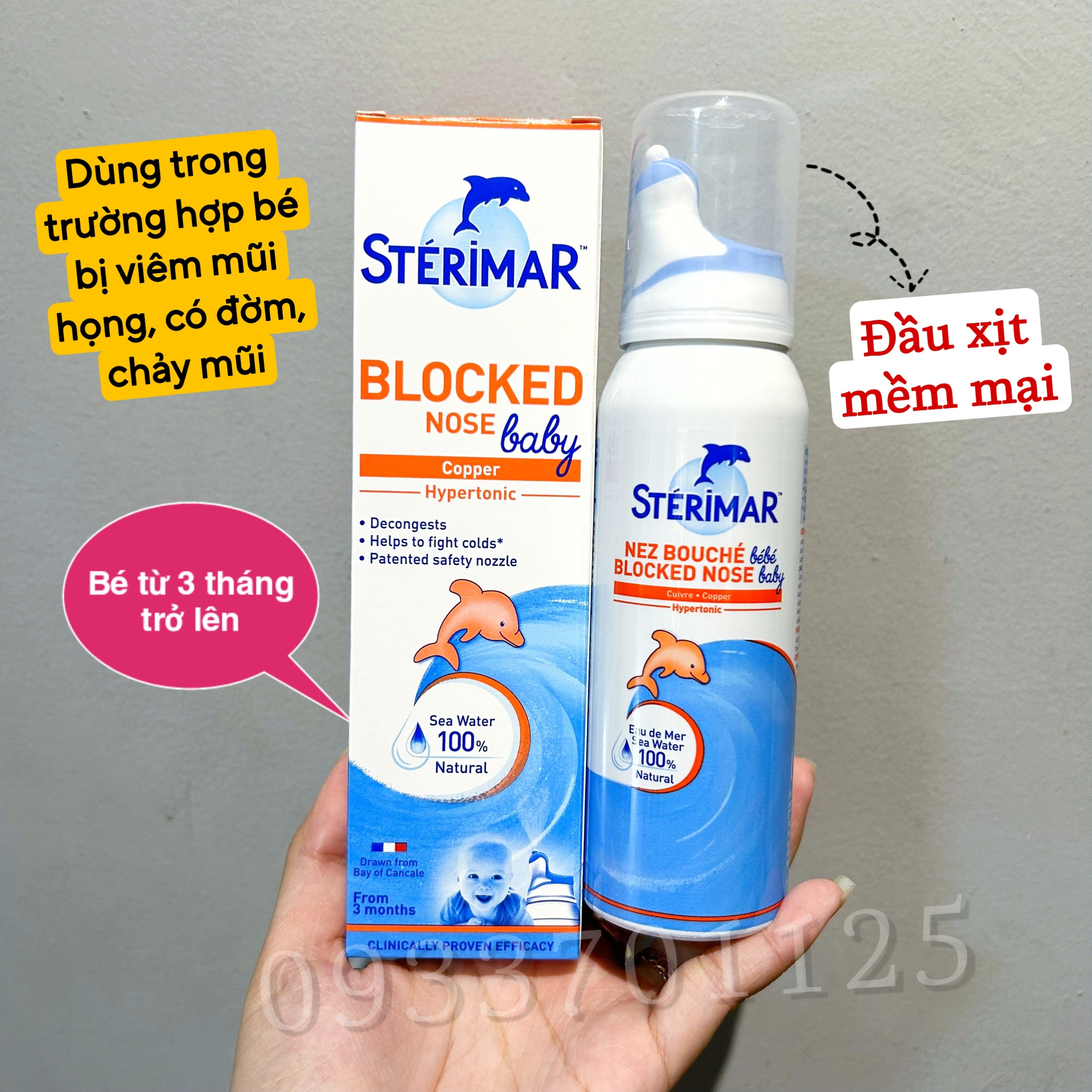 Xịt muối biển cá heo Sterimar Pháp cho bé cưng