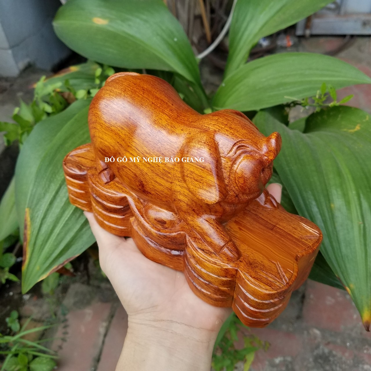 Tượng con lợn gỗ ngọc am thơm ngang 20 sâu 10 cao 12 cm