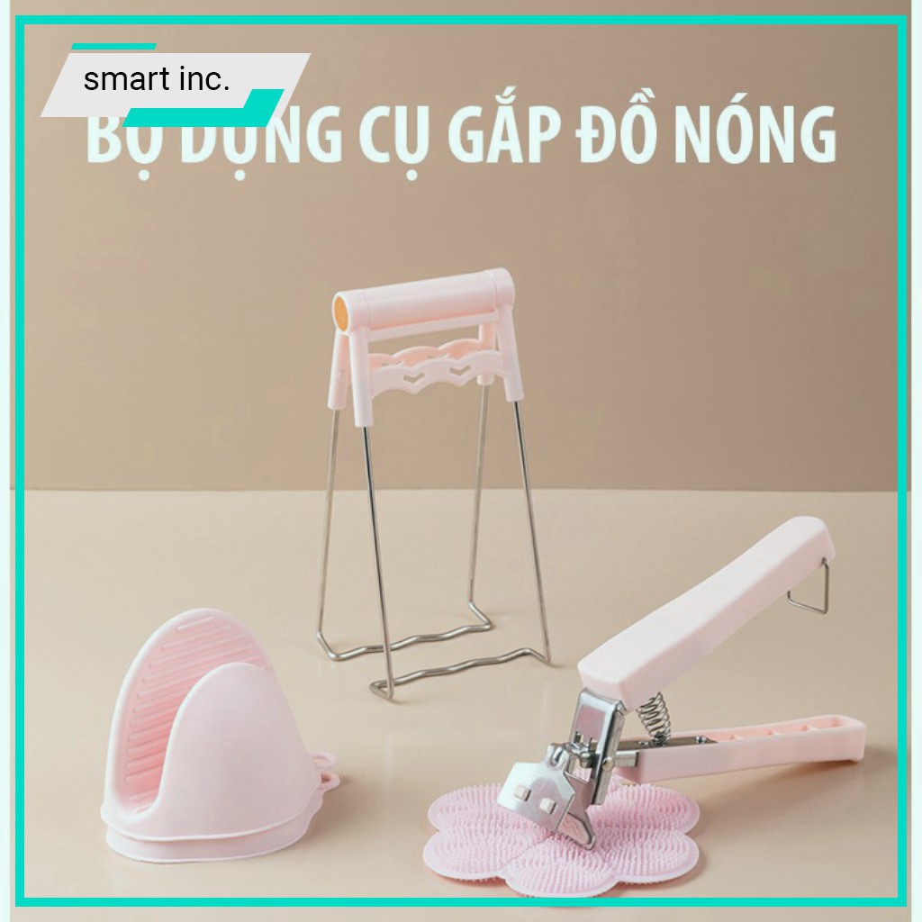 Kẹp gắp đồ ăn nóng găng tay nhấc nồi cách nhiệt lót nồi silicon chống nóng cách nhiệt