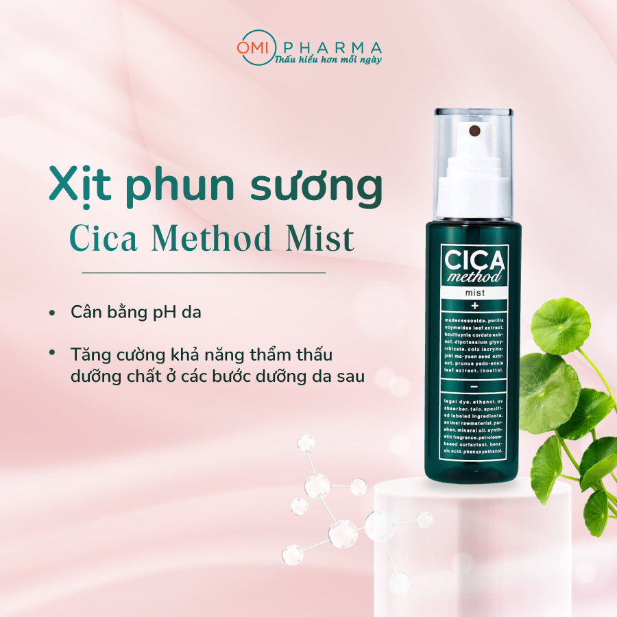 Combo chăm sóc toàn diện cho da mụn Cica Method (Kem dưỡng, tinh chất và xịt phun sương)