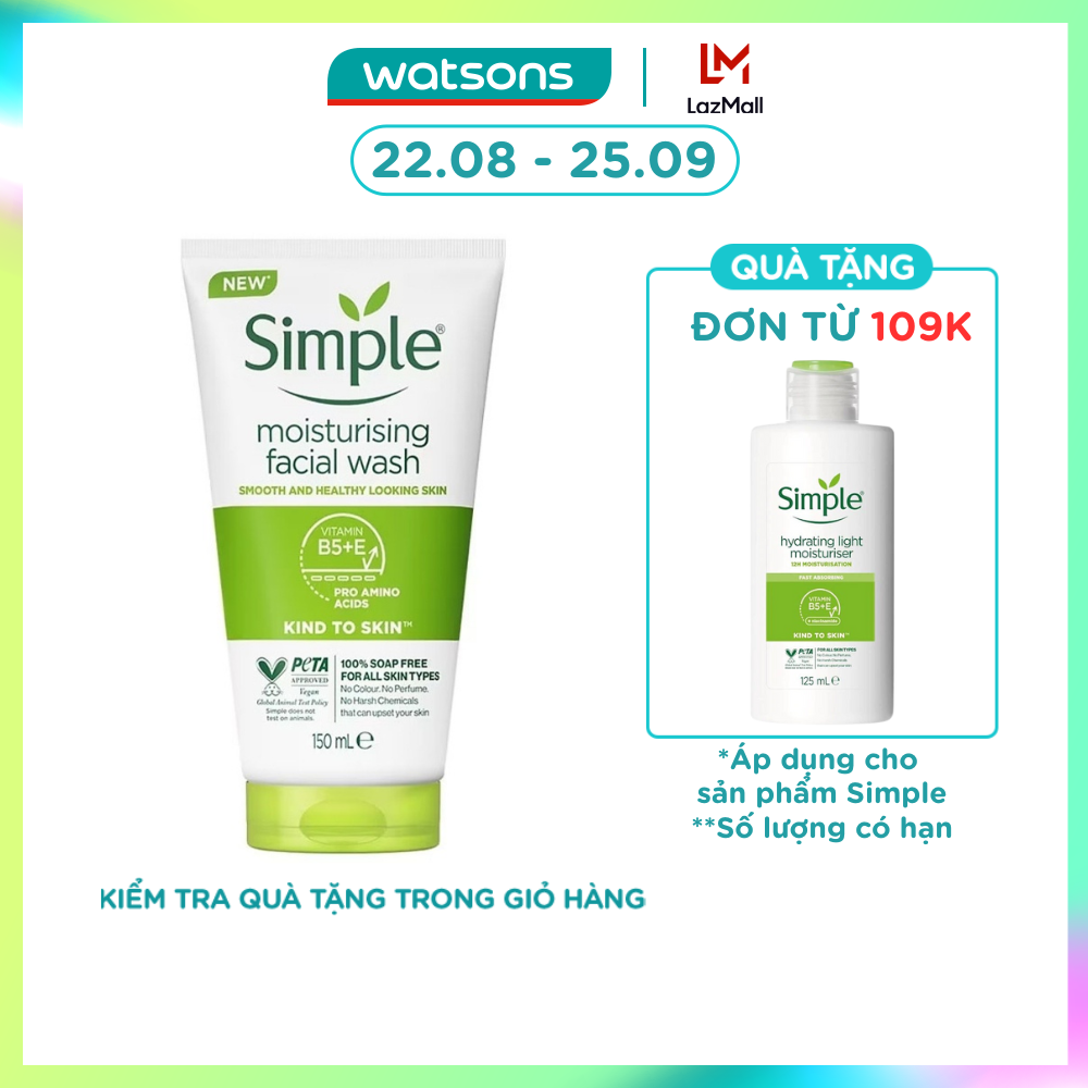 [MUA LÀ CÓ QUÀ] Sữa Rửa Mặt Simple Dưỡng Ẩm 150ml