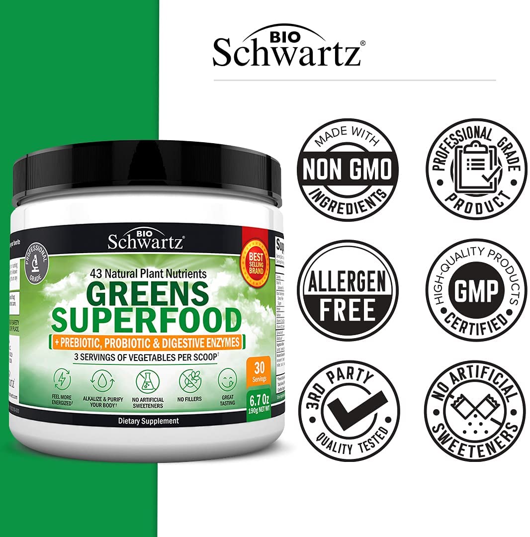 Bột BioSchwartz GREENS SUPERFOOD POWDER 190g