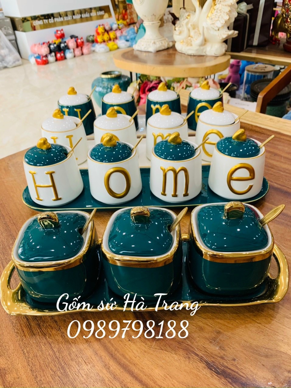 Bộ hũ gia vị gốm sứ hàng nhập