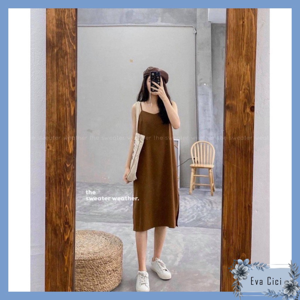 Đầm 2 dây chất đũi mát , đầm 2 dây xe tà hot hit