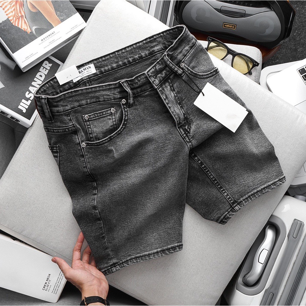 [HCM]Quần short nam cao cấp đen xám jeans co giản