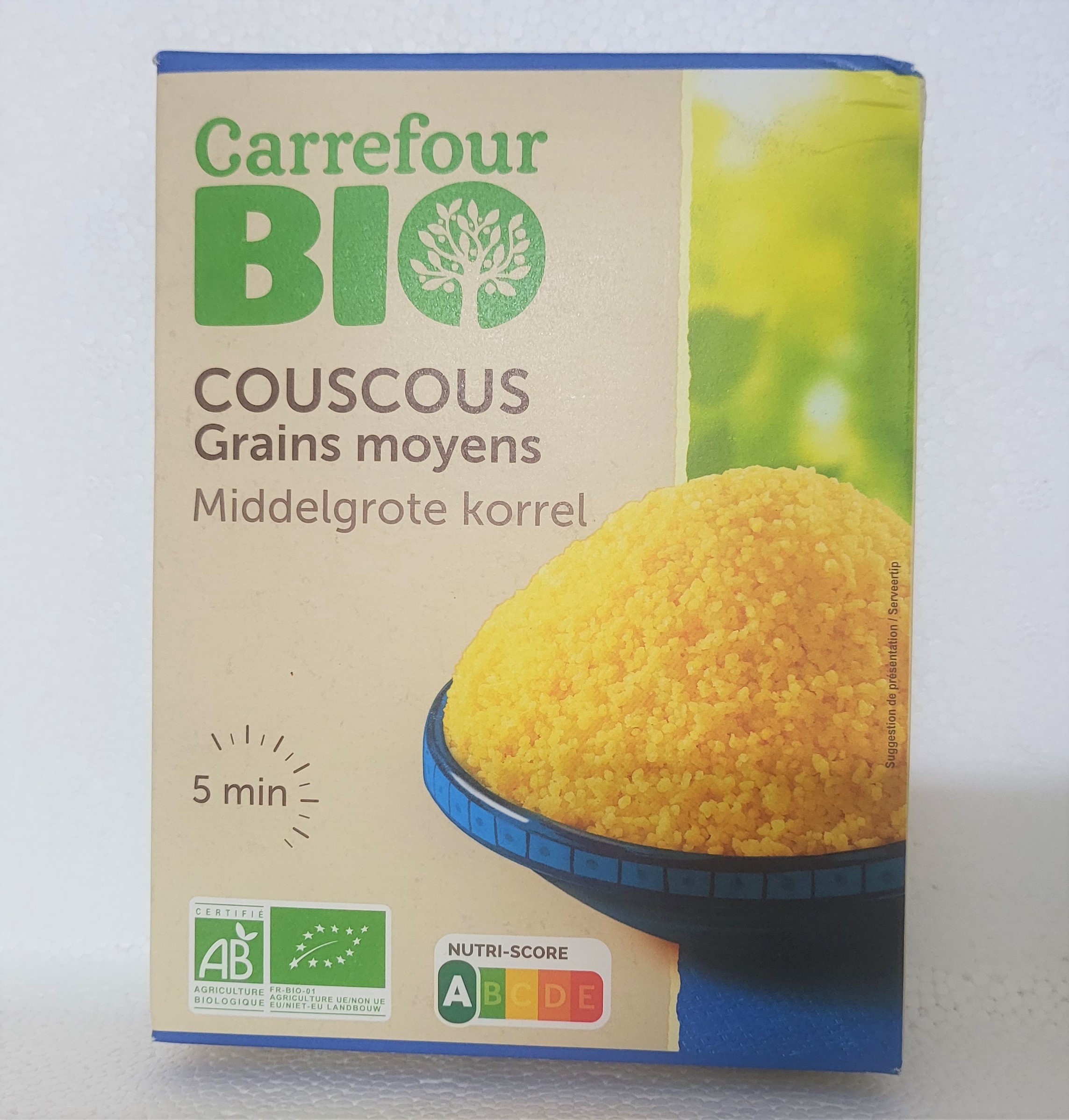 [Hộp 500g] HẠT LÚA MÌ CỨNG HỮU CƠ [France] CARREFOUR Bio CousCous (atp)