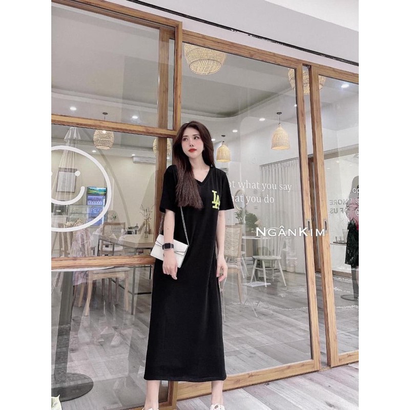Váy suông - Đầm suông LA đan lưng dáng dài