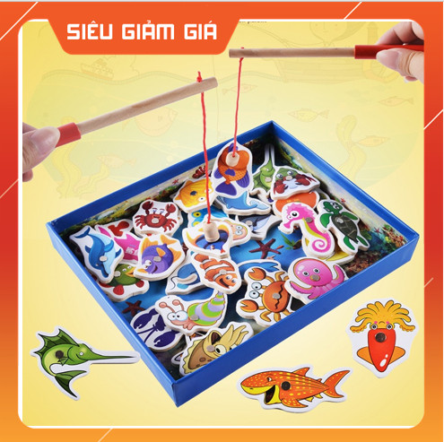 🐠🐠Đồ Chơi Câu Cá Nam Châm 3D Bằng Gỗ An Toàn Cho Bé