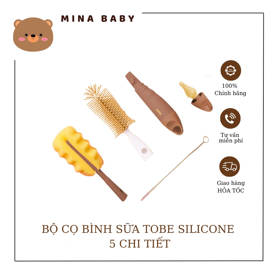Bộ Cọ rửa bình sữa đa năng silicon tobe cho bé