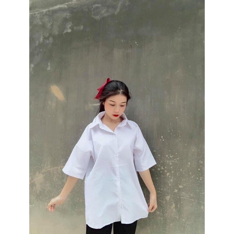 ÁO SƠ MI TRẮNG TAY LỠ