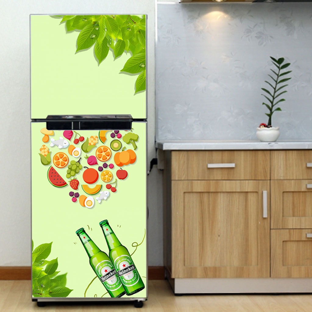 [HCM]Decal dán trang trí tủ lạnh mẫu hoa quả