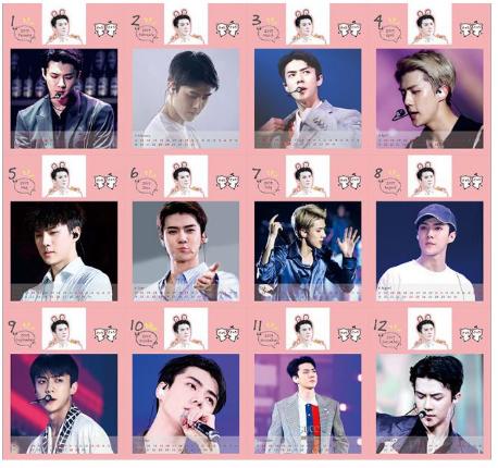 Lịch để bàn 2019 EXO, TFBoys, BTS