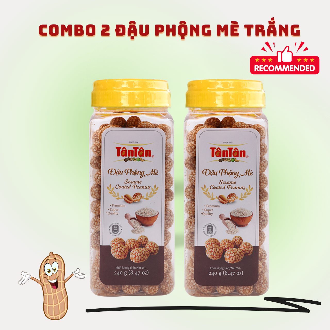 Combo 2 Đậu phộng Mè Tân Tân (240g/ hũ)