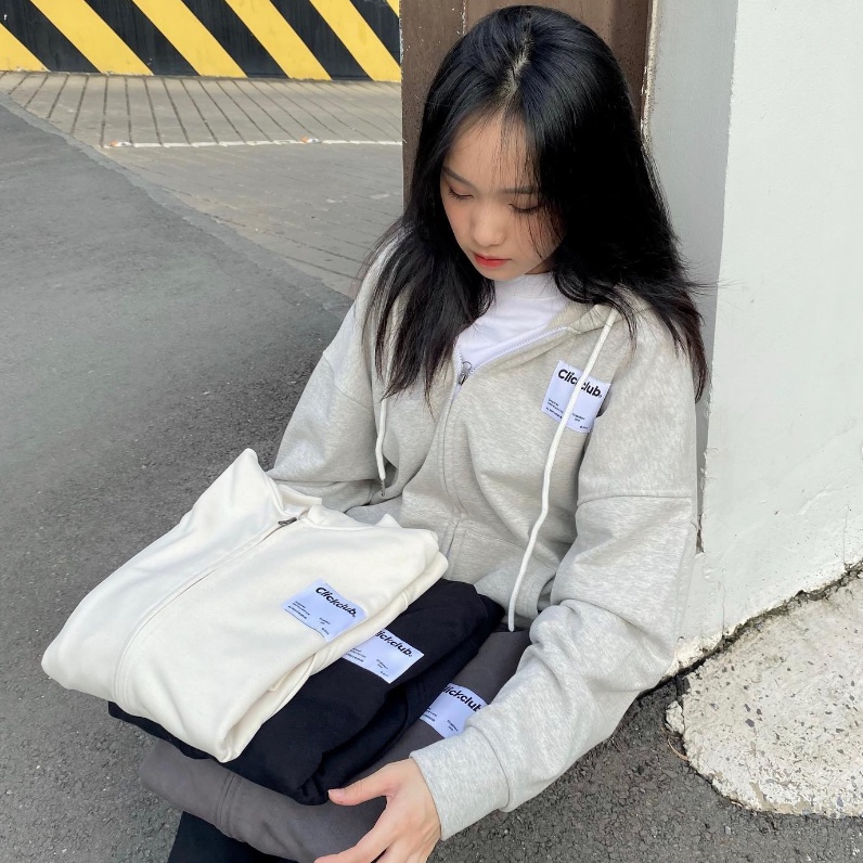HOODIE ZIP có nón tay dài