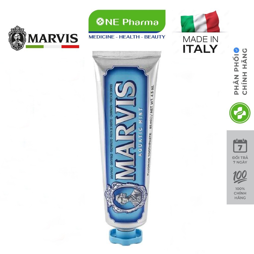 Kem Đánh Răng Marvis Aquatic Mint Toothpaste Màu Xanh Dương Hương Dưa Gang
