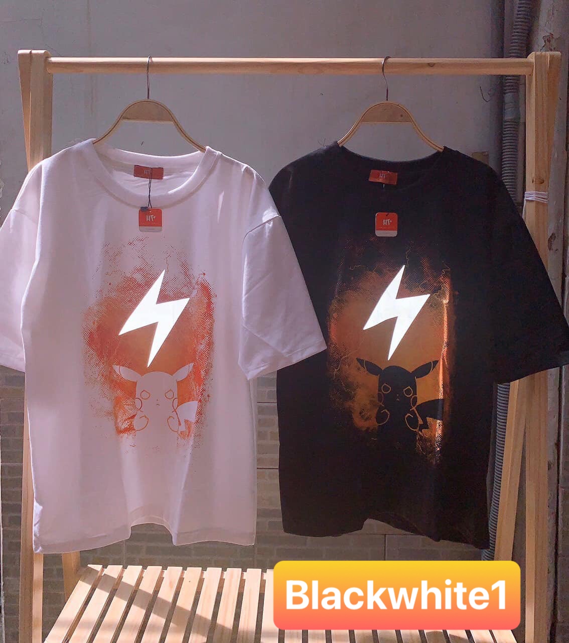 [HCM]Áo Thun Pikachu Unisex In 3D Form Rộng Nam Nữ Chất Liệu Cotton Dày Mịn Hot Trend Độc Lạ Blackwhite1