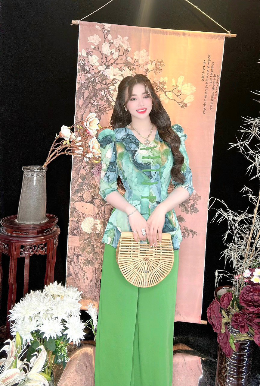 Bộ bà ba coor tym nút đôi lụa mango cao cấp