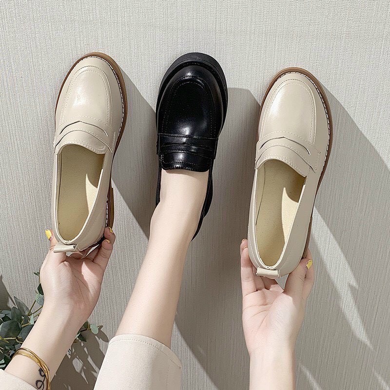 GIÀY LƯỜI DA LÌ ÊM CHÂN ĐẾ ĐỘN 3P PHONG CÁCH HÀN QUỐC
