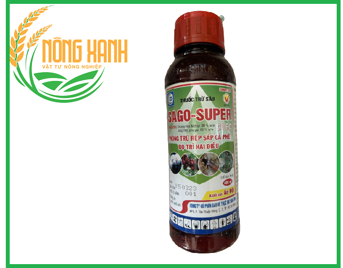 SAGO SUPER -Chlorpyrifos  200gr/lít . Trừ sâu Khoang hại đậu phộng , sâu đục thân mai, nhãn , bonsai, rệp sáp hại cà phê Maxfos 50sc
