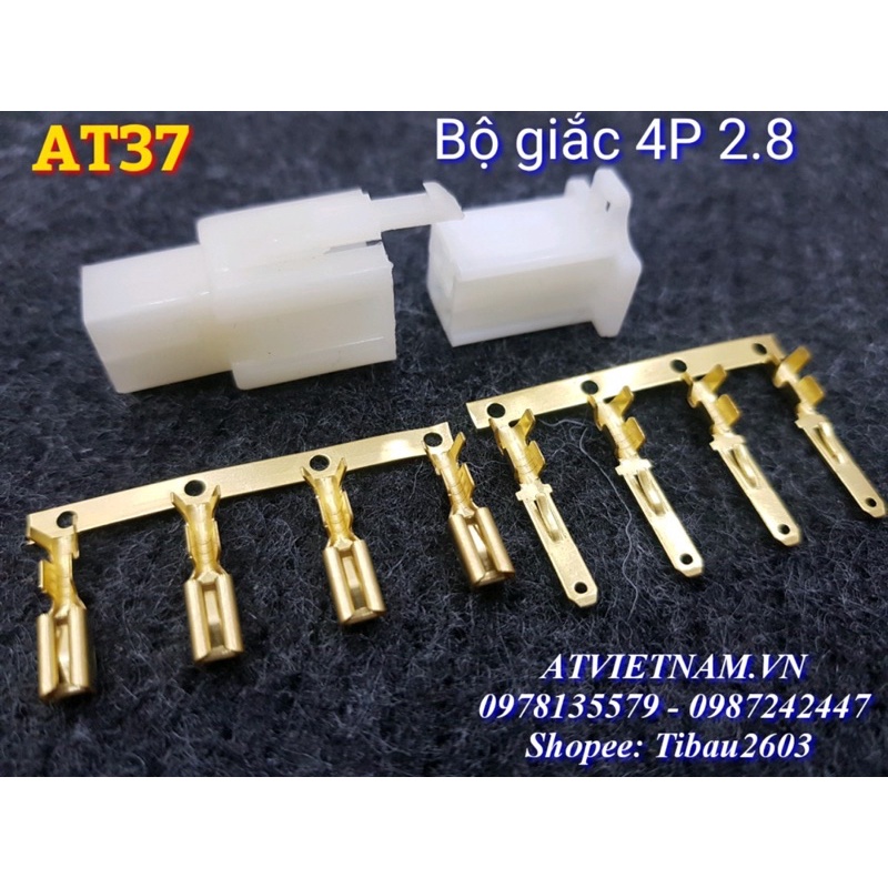 Bộ Giắc Nhựa 4 Lỗ 4P 2.8 - AT37 ( 1 bịch/10 bộ)