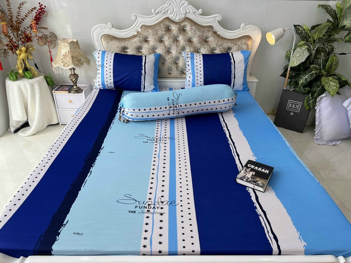 Bộ drap ga thun Hàn Quốc 2M2*2M(nệm 5-15cm) không mền