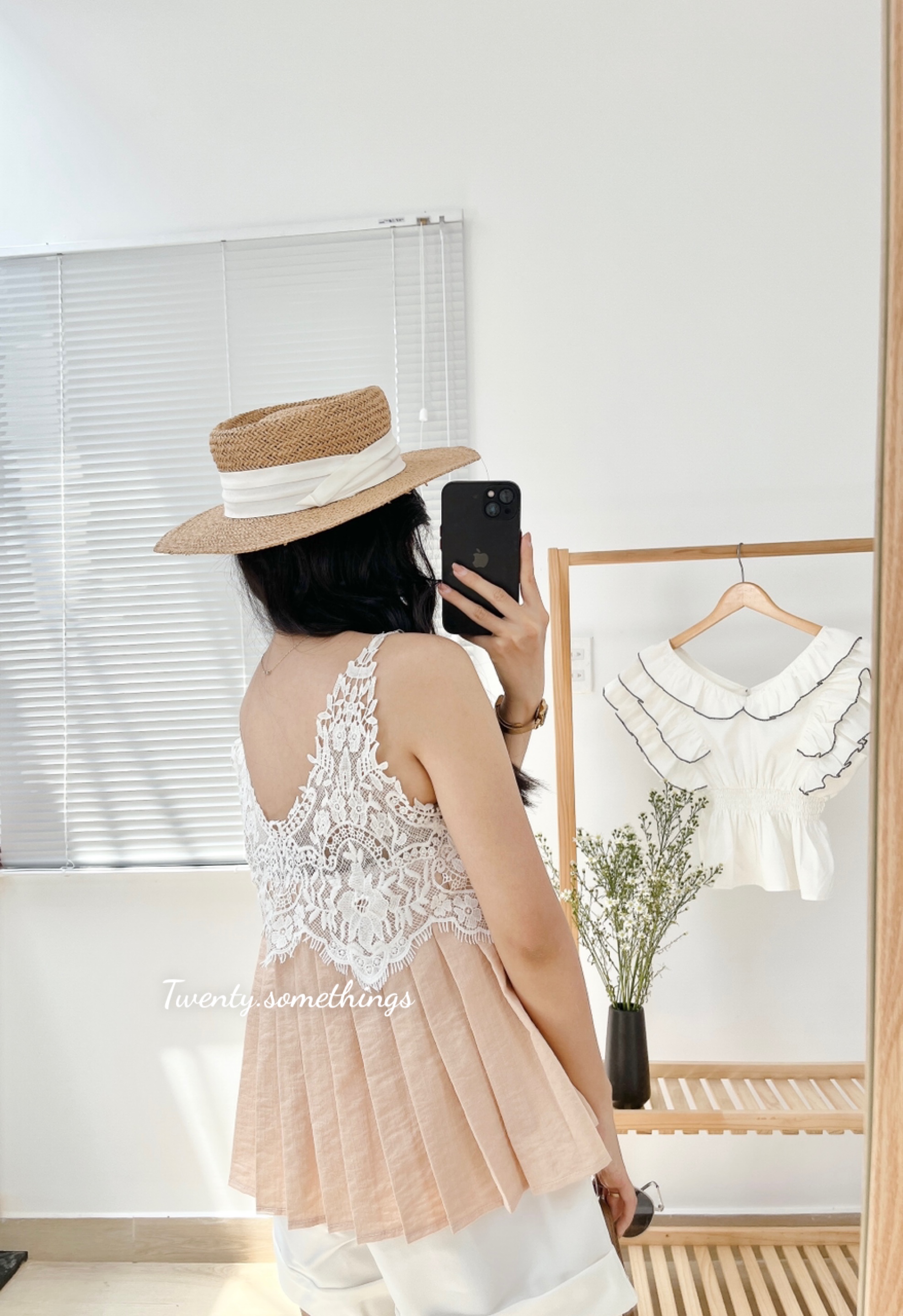 Áo Sát Nách Xếp Ly Phối Ren (ảnh thật/video/sẵn)