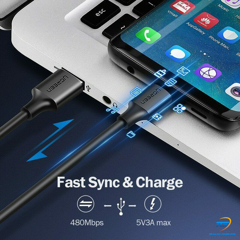 Cáp sạc nhanh USB 2.0 sang USB Type C dài 2M Ugreen 60118