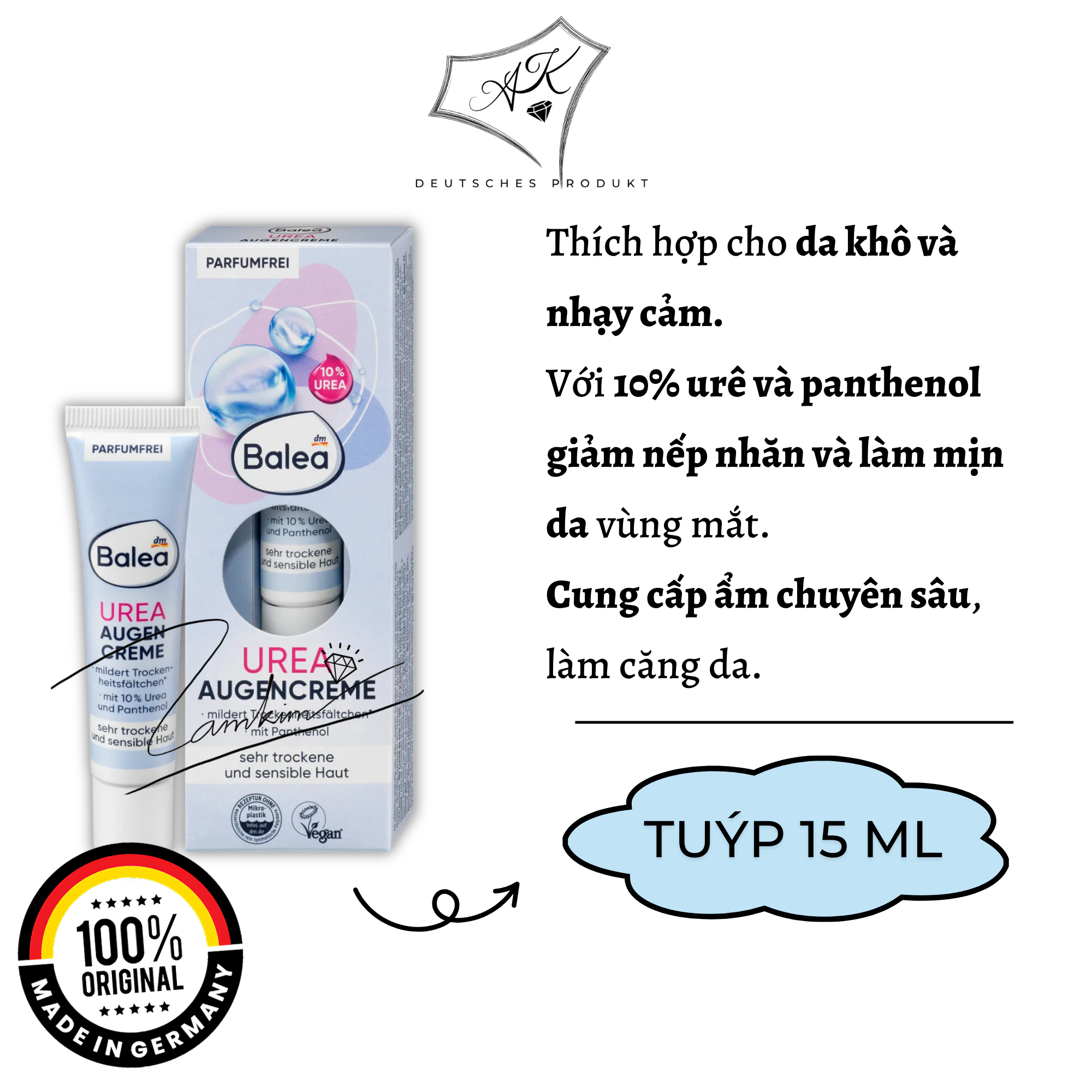 [ Hàng Đức ] Lăn dưỡng mắt Balea - Đức - 15ml