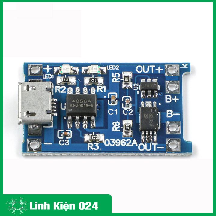 Module sạc pin TP4056 1A MICRO V2 - IC bảo vệ quá dòng quá áp