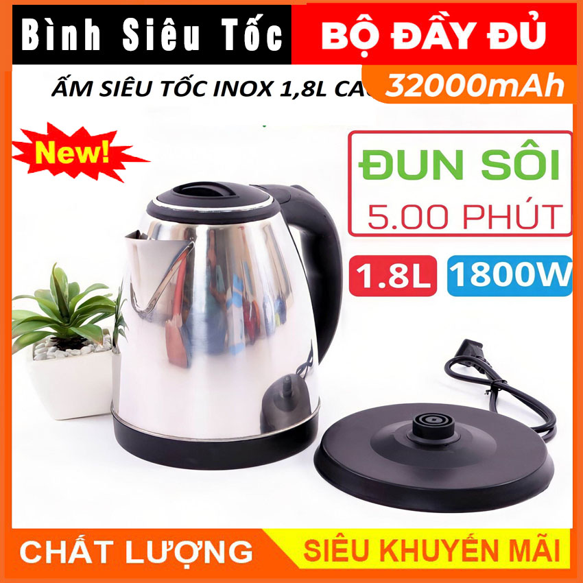Ấm Siêu Tốc 1.8L Electric Kettle tối ưu thời gian nội trợ