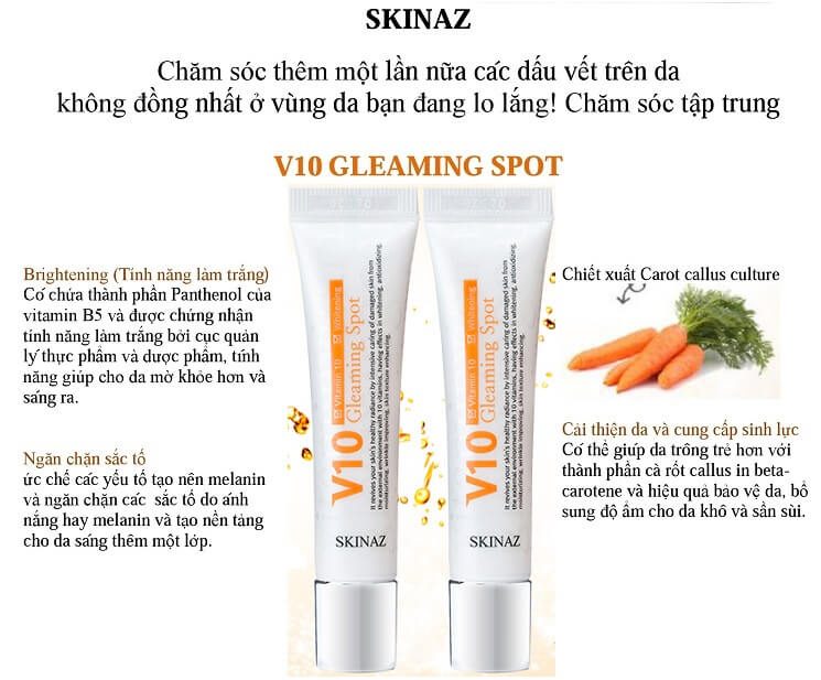 [CHÍNH HÃNG] Kem trị nám V10 SKINAZ - 15ml