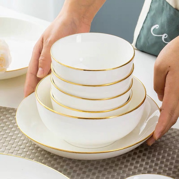 Bộ tô chén dĩa cao cấp viền vàng sứ minh long - bộ tô chén dĩa cao cấp viền chỉ vàng sứ minh long