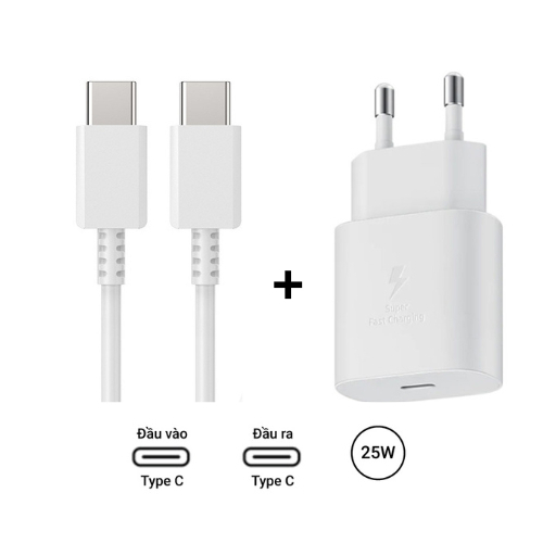 Bộ sạc SS sạc nhanh PD25W type C to type C dùng cho note 10 note 10 plus s20 s22