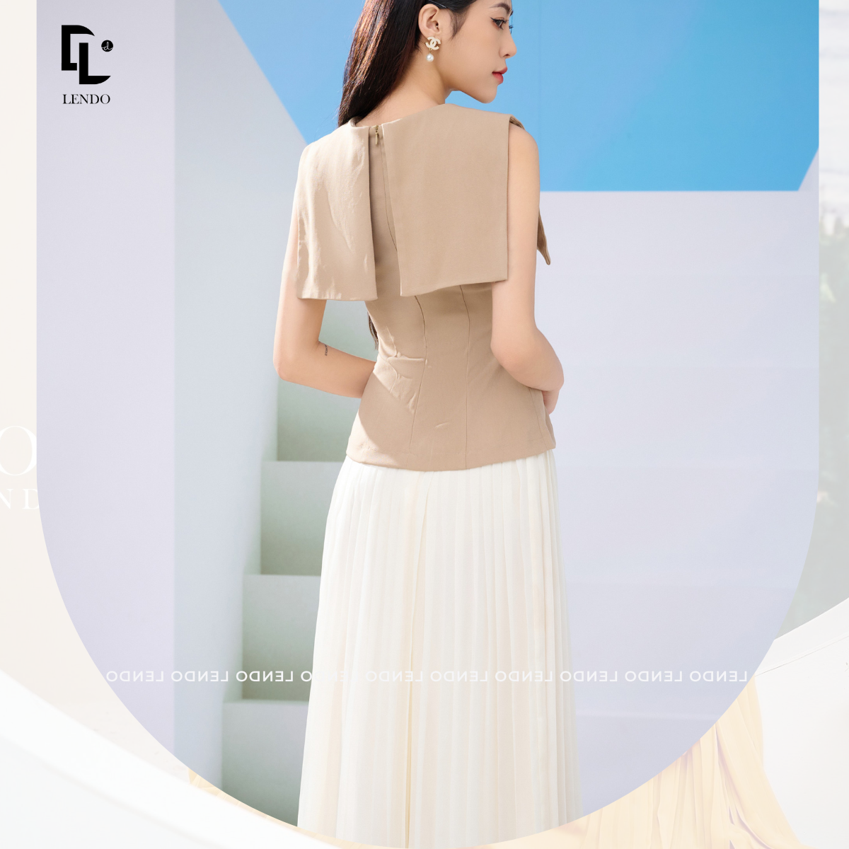 Áo Peplum Đính Cúc Trai LENDO A230309