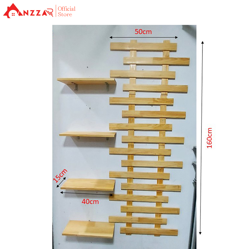 Kệ gỗ treo tường trang trí ban công