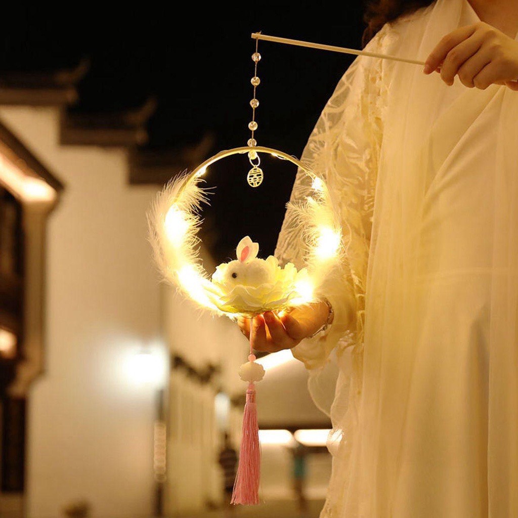 Đèn Lồng Trung Thu Cầm Tay Handmade, Đèn Lồng Thỏ Ngọc