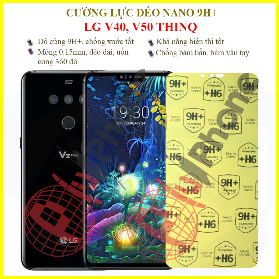 Dán cường lực dẻo nano full 95% LG V40, V50 ThinQ