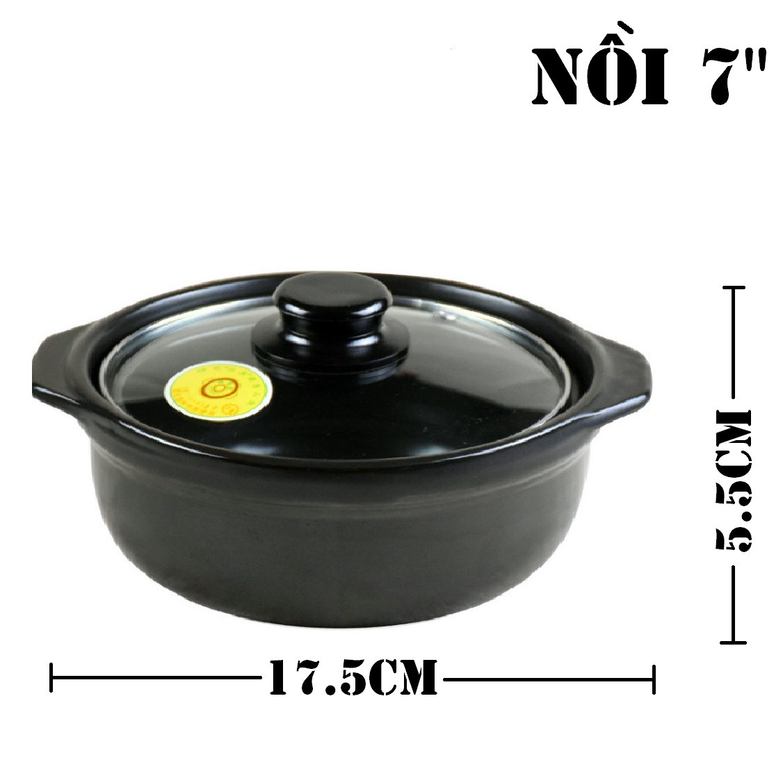 Nồi đất kho cá thịt dày nắp kính giữ nhiệt thức ăn thơm ngon- nồi đất đỉnh 7