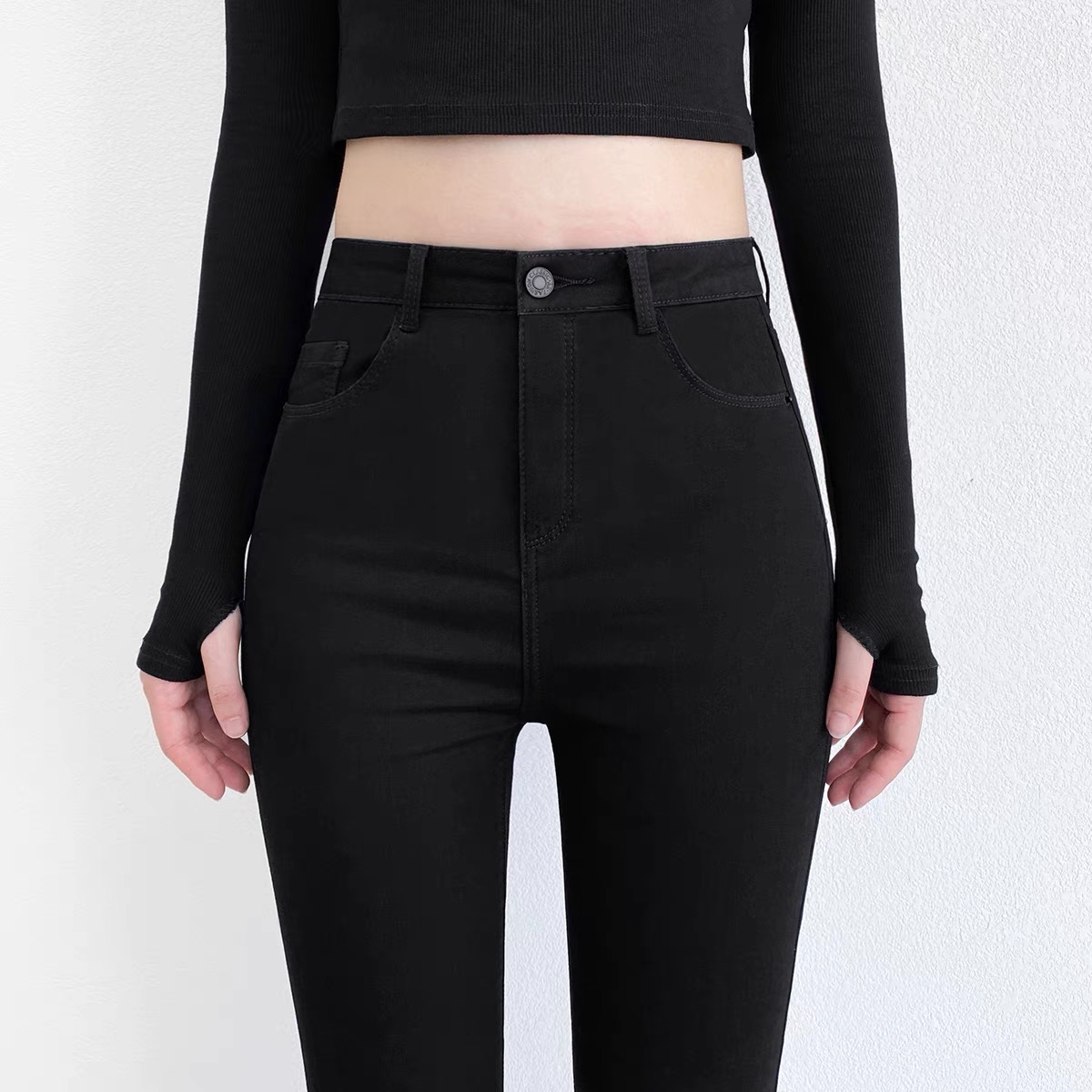 [HCM]Quần Jean Nữ Lưng Cao Chất Liệu Co Giãn ĐEN TRƠN NỮ PHƯƠNG VI FASHION. PV.DT.4 (Có Size Đại) ( SET QUẦN JEAN + ÁO THUN ĐẶT RIÊNG )