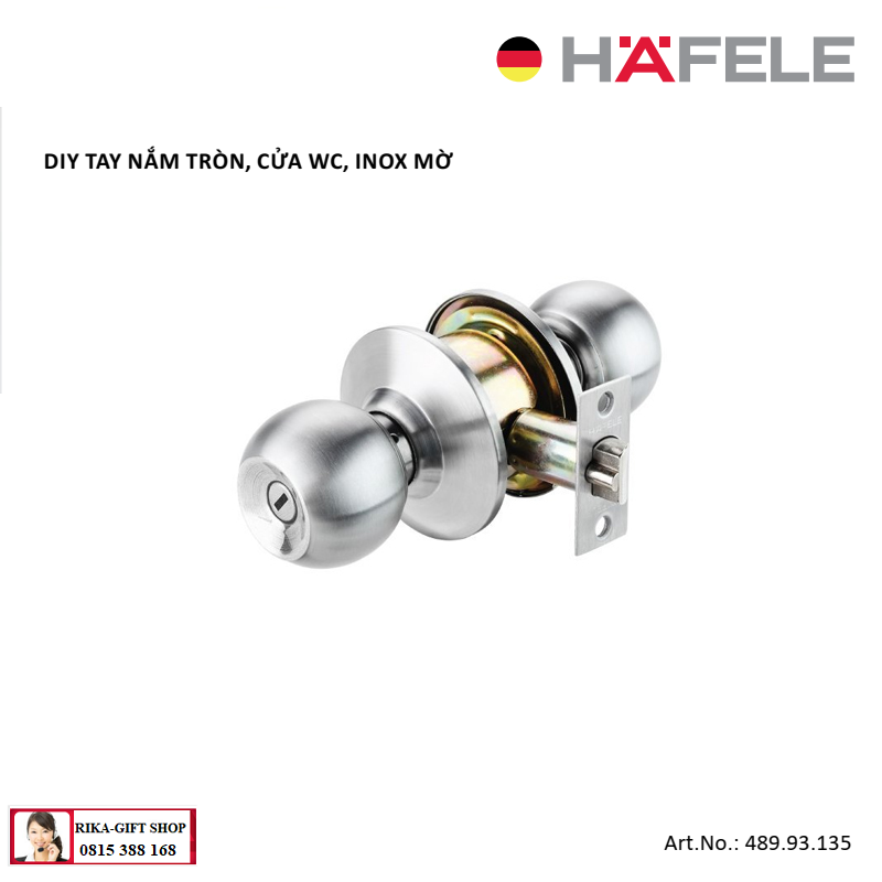 489.93.135 tay nắm tròn hafele, cửa wc, inox mờ