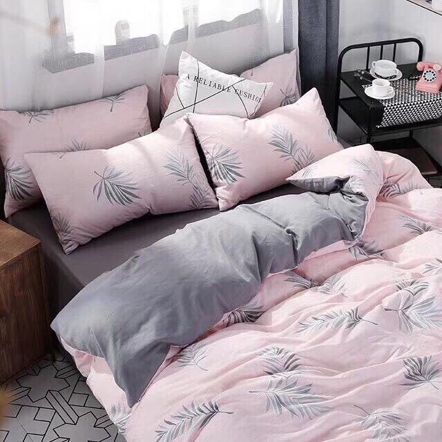 [ MIỄN PHÍ VẬN CHUYỂN ]-BỘ CHĂN GA GỐI LÁ HỒNG CHẤT ĐŨI NHẬP.