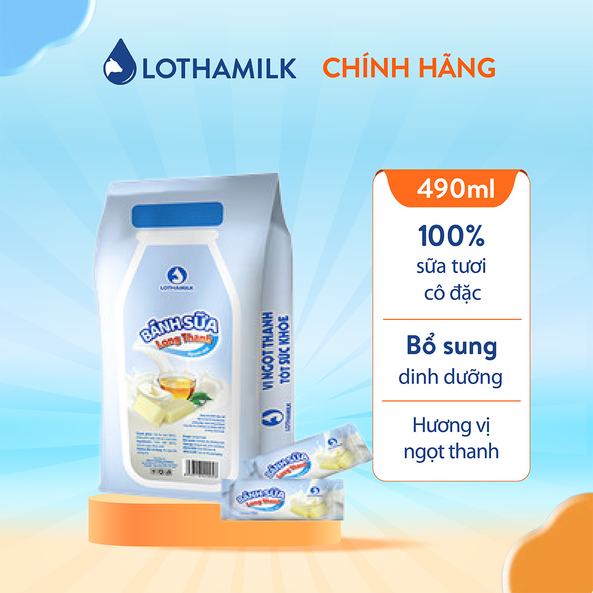 Combo 4 Bánh sữa Lothamilk nguyên chất túi 140g