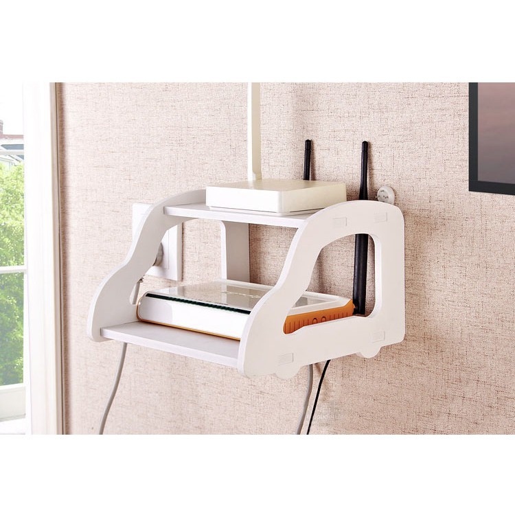 KỆ GẮN TƯỜNG TRANG TRÍ MINI 2 TẦNG ĐỂ MODEM, WIFI