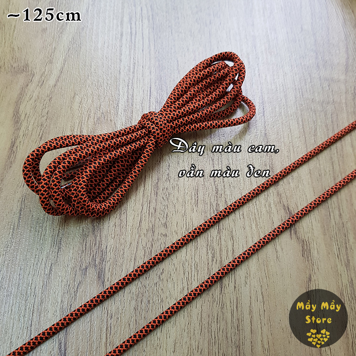 Dây Giày Tròn Màu Cam Vằn Màu Đen Dài 125cm (Cho Giày có 6-7 Lỗ Xâu)